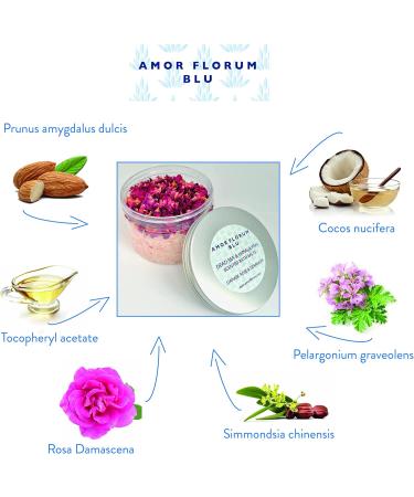 Amor Florum Blu - 100% Natural Bathing Salt | Himalayan & Totes Sea Salt with Rose & Geraniums | Detoxify & Relax - 400g - Buy Online on GoSupps.com