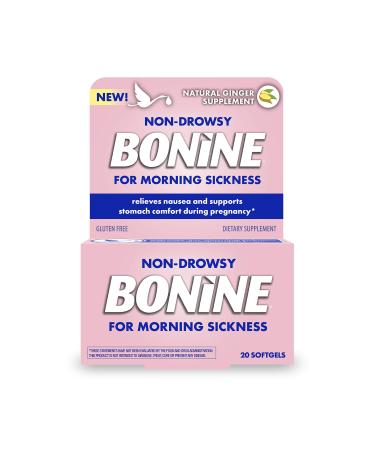 Non-Drowsy Bonine for Morning Sickness with Natural Concentrated Ginger 20 Count