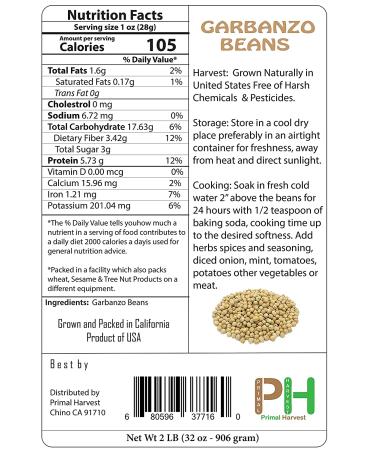 Organic Garbanzo Beans 5lb - Raw, Non-GMO, Kosher, Sproutable, Vegan, High in Dietary Fiber - Buy Online on GoSupps.com