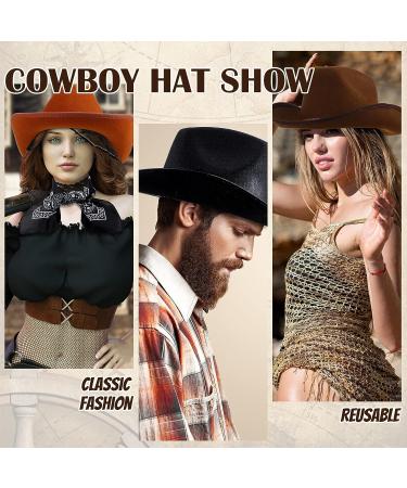 12 Pcs Adult Cowboy Hats for Women and Men - Adjustable Drawstring and Paisley Bandana - Dark Brown, Light Brown, Black - Buy Online on GoSupps.com