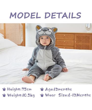 COOKY.D Baby Hooded Rompers | Winter Flannel Jumpsuit Pajamas | 30-36 Months | Dog Design - Buy Online on GoSupps.com