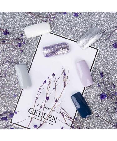 Gellen Gel Nail Polish Kit - Soft Lavender, Grays, White, Midnight Blue - 6 Colors, Metallic Glitters - Salon/Home Gel Manicure Set - Buy Online on GoSupps.com