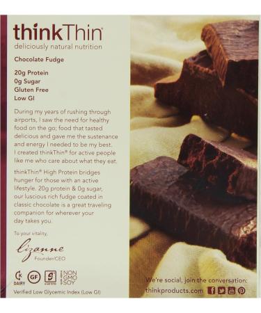 Buy ThinkThin Gluten Free Chocolate Fudge Protein Bar - 10 Count | International Shipping Available - Buy Online on GoSupps.com