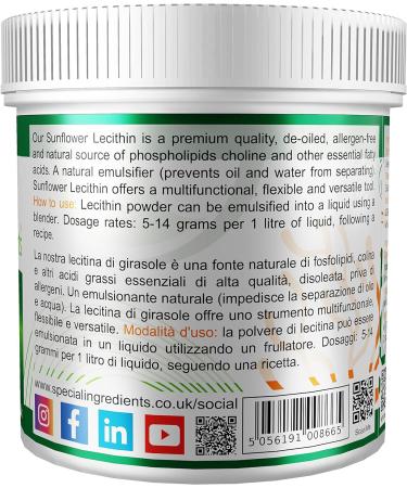 Special Ingredients Sunflower Lecithin Powder 10kg Premium Quality Vegan Non-GMO Gluten Free Recyclable Container Sunflower Lecithin Powder 10 kg (Pack of 1) - Buy Online on GoSupps.com