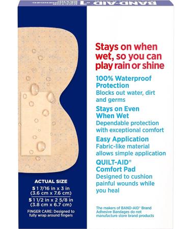 Band-Aid Water Block Flex Waterproof Adhesive Bandages - 10 Count Pack for Knuckles & Fingertips - Buy Online on GoSupps.com