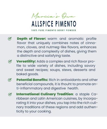 Marcia s Own Marcia's Own Allspice Pimento 100% Pure Herbal Spice Powder from Jamaica 1 oz / 28.3 g (40 Servings) - Buy Online on GoSupps.com