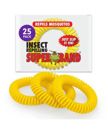 Superband Mosquito Repellent Bracelets for Adults & Kids - Pack of 25 - Long Lasting, Natural Bug and Insect Repellent Bracelet - Waterproof, Individually Wrapped, Deet-Free Bands - Yellow 25 pk Yellow
