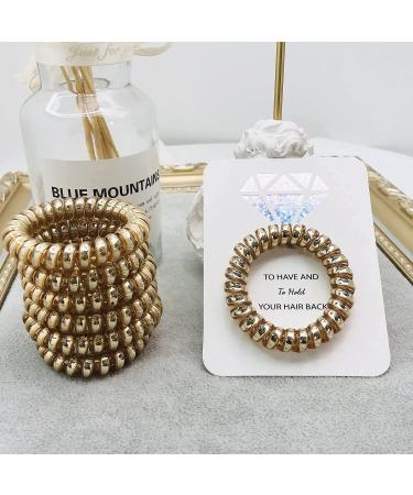 Bachelorette Party Hair Ties Set - Bridesmaid Proposal Gifts - Spiral Scrunchies for Bridal Shower/Wedding - Champagne Color - Pack of 7 - Buy Online on GoSupps.com