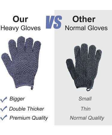 Yiclick Heavy Exfoliating Gloves (2 Pairs) - Body Scrubber for Bath Shower Exfoliation - Dead Skin Remover Loofah Mitt - Men Women - 4 Pcs - Buy Online on GoSupps.com