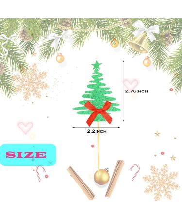 TSJ 18 PCS Christmas Tree Cupcake Toppers Christmas Cake Toppers Glitter Cupcake Picks Cake Decorations Christmas Party Supplies Green+gold+silver - Buy Online on GoSupps.com