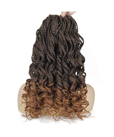 Goddess Curly Box Braids Crochet Hair for Black Women 3X Wavy Box Braided hair Extension Synthetic Fiber Braiding Hair (18inch 1B/30) 1B/30 18 Inch (Pack of 6)