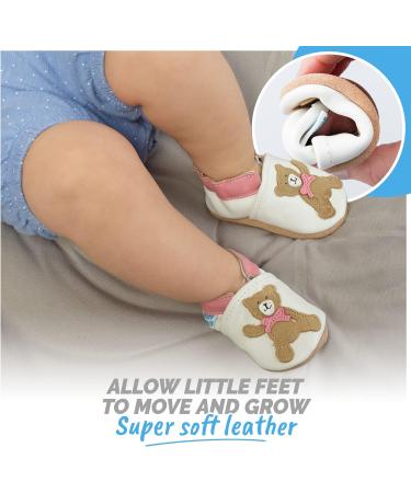 Soft Sole Pink Teddy Baby Shoes | Leather Toddler Walking Shoes 0-6 Months - Boy Girl - Buy Online on GoSupps.com