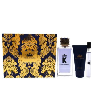Dolce & Gabbana K For Men 3-Piece Gift Set (3.3 Ounce Eau De Toilette + 1.6 Ounce Shower Gel + 0.33 Ounce Eau De Toilette) 5.23 Ounce