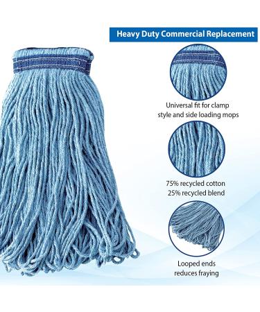 (3 Pack) Commercial Blue Cotton Looped End String Mop Head Replacements - Buy Online on GoSupps.com
