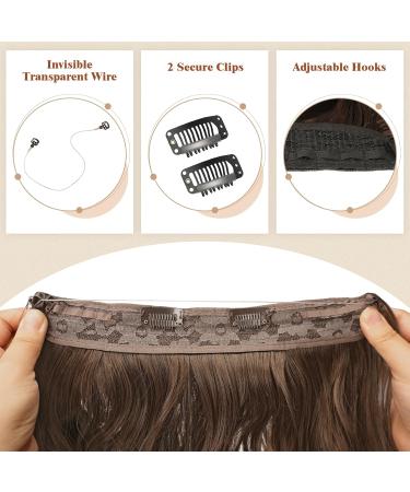 Feshfen Invisible Hair Extensions - Adjustable Curly Hair with Wire | Dark Brown & Red-Brown | 50cm Long Wavy Secret Hair for Women - Buy Online on GoSupps.com