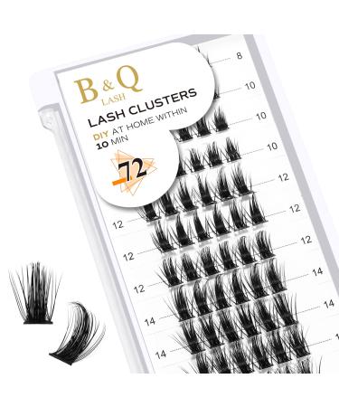 Eyelashes 72 PCs B&C eyelashes DIY Individual eyelashes for beginners reusable eyelash bushes Wispy fluffy single eyelashes for eyelash extensions at home (B38 D-8-16MixM) D-8-16 MIX B 38