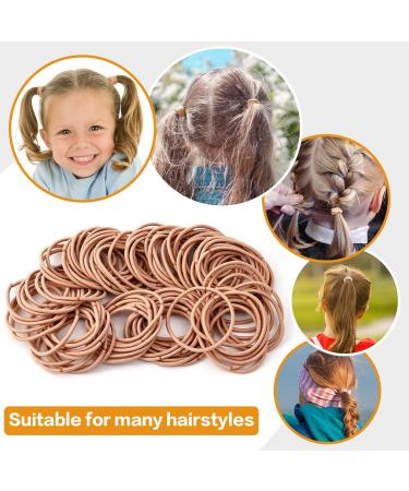 100pcs Khaki 2mm Elastic Hair Bands for Kids - Soft, Metal-Free Ponytail Holders in Brown - Buy Online on GoSupps.com