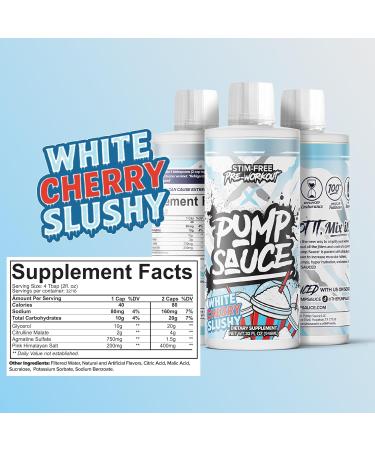 Pump Sauce Pre-Workout - 32 oz White Cherry No Caffeine Full Spectrum Liquid Gluten Free Vegan Zero Sugar - Buy Online on GoSupps.com