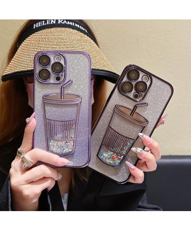 Gradient Glitter Quicksand Milk Tea For Iphone Case 15/14/13/12/11 Pro Max Electroplating Gradient Glitter Milk Tea Phone Case 3d Three-Dimensional Milk Tea Cup Shape (15pro Purple-B) 15pro Purple-B - Buy Online on GoSupps.com