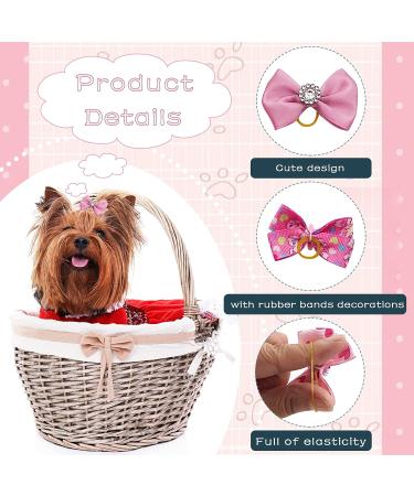 30PCS Pink Dog Hair Bows with Rubber Bands - Cute Hair Bowknots for Female Dogs - Grooming Accessories - Buy Online on GoSupps.com