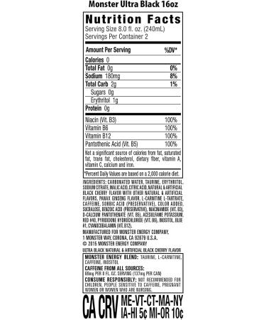 Monster Energy Ultra Black Energy Drink 473 ml Cherry 473 ml (Pack of 1) - Buy Online on GoSupps.com