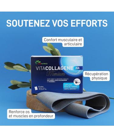  VitaNutrics Vitanutrics - VITACOLLAGENE HA Premium - Cartilage Muscles Tendons Teeth Gums - Enriched with Collagen Patented Hyaluronic Acid HAXLow and Vitamin C - Made in France - 30 Sachets - Buy Online on GoSupps.com