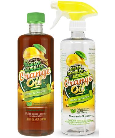 Green Gobbler Cold Pressed Concentrated Orange Oil for Home and Outdoor Multi-Purpose Cleaning- Hundreds of Uses 32 oz With Spray Bottle Included