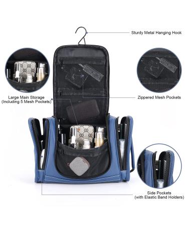 MIRASON Hanging Toiletry Bag for Men - Waterproof PVC Leather Dopp Kit with Metal Hook - Blue - Buy Online on GoSupps.com
