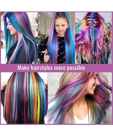 22-Piece Rainbow Hair Extensions | Fashion Synthetic Clip-Ins for Cosplay & Women - Buy Online on GoSupps.com