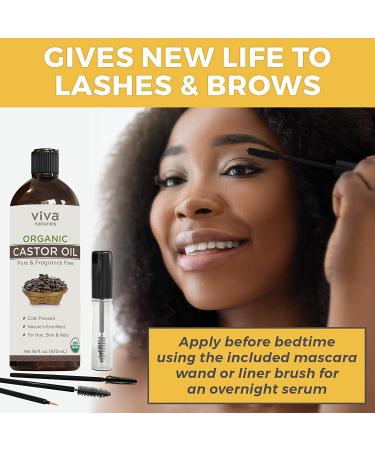 Viva Naturals Organic Castor Oil for Lashes & Brows - 16 fl oz | Boost Growth & Nourish - Buy Online on GoSupps.com