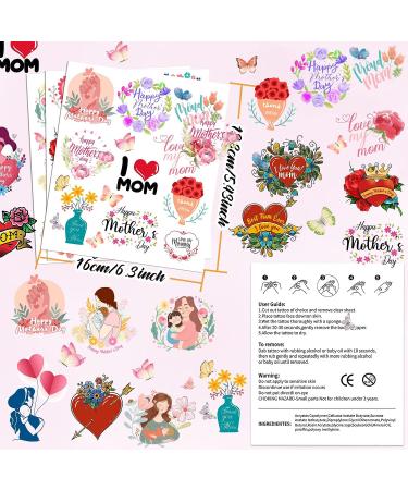 Mother's Day Temporary Tattoos - 12 Sheets, 108 Pieces Mom Themed Stickers for Party Decoration & Favors - Buy Online on GoSupps.com