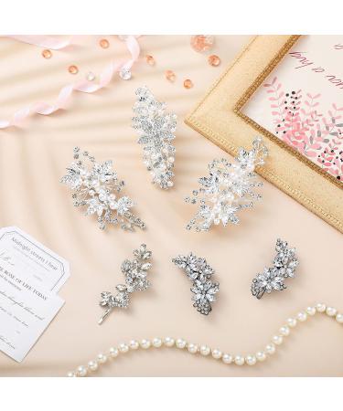 Elegant 6-Piece Rhinestone Bridal Hair Clip Set - Wedding Hairpins with Faux Diamond, Crystal, and Pearl - Metal Hair Accessories for Women and Girls - Buy Online on GoSupps.com