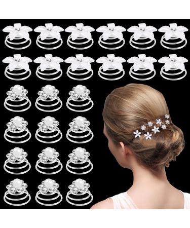 24 pieces wedding hairpins bridal jewelry flowers hair needles curlies spiral hairspirals shiny bride hair accessories for girls bridal hairstyle communion party - Buy Online on GoSupps.com
