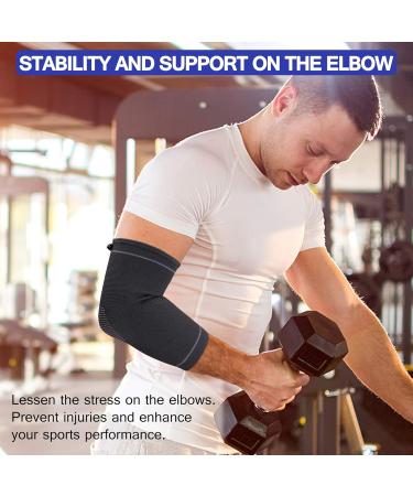 Elbow Brace Compression Support Sleeve Pair - Pain Relief for Tendonitis Tennis & Golf Elbow Arthritis | Workout Protection - Black Large - Buy Online on GoSupps.com
