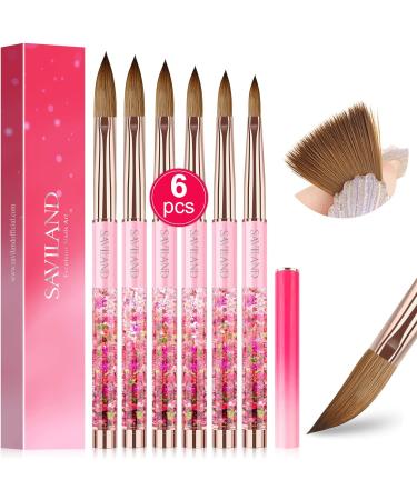 Saviland 6PCS Acrylic Nail Brush Set - Pink Gradient Handle, Sizes 6/8/10/12/14/16 - Ideal for Acrylic Nails, Powder & Nail Art - Beginner Friendly - Buy Online on GoSupps.com