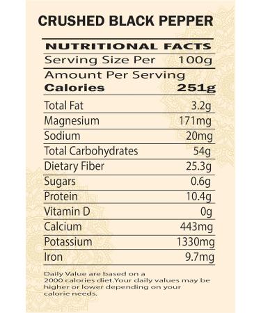 Premium Quality Crushed Black Pepper 100g - Coarse & Cracked | Non GMO, Natural, Vegan | No Additives or Preservatives - Buy Online on GoSupps.com