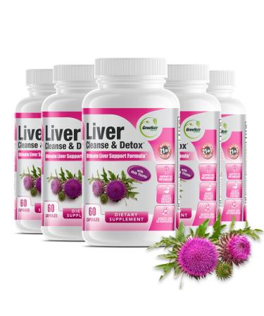 GreeNatr Liver Cleanse Detox & Repair Formula Milk Thistle Berberine Ginger Beet Root Dandelion Root Artichoke Extract and Chanca Piedra for Optimal Liver Health Support (6 Bottles) 60 Count (Pack of 6)