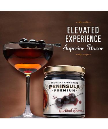 Peninsula Premium Cocktail Cherries - Award-Winning Deep Burgundy-Red Cherries in Silky Smooth Rich Syrup - Luxe Fruit-Forward Sweet-Tart Flavor - American Grown & Made - 20 oz (2-Pack) - Buy Online on GoSupps.com