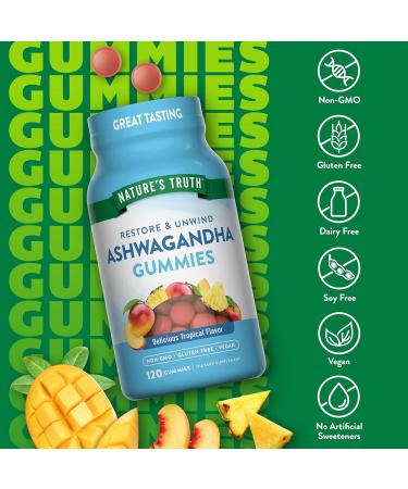 Nature's Truth Ashwagandha Gummies | 120 Count | Tropical Flavor | Vegan, Non-GMO & Gluten Free Supplement - Buy Online on GoSupps.com