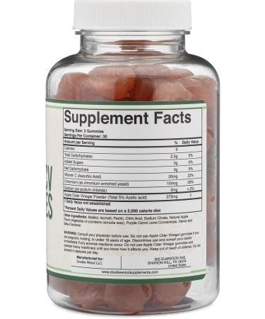 Buy Keto Gummies ACV - Sugar Free Zero Net Carbs 375mg Apple Cider Vinegar Enhanced with Chromium - 60 Count by Double Wood - Buy Online on GoSupps.com