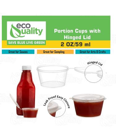 50 Pack EcoQuality 2 oz Leak Proof Plastic Condiment Containers with Attached Lids - Perfect for Sauces, Samples, Slime, Jello Shots, Food Storage & More - Buy Online on GoSupps.com