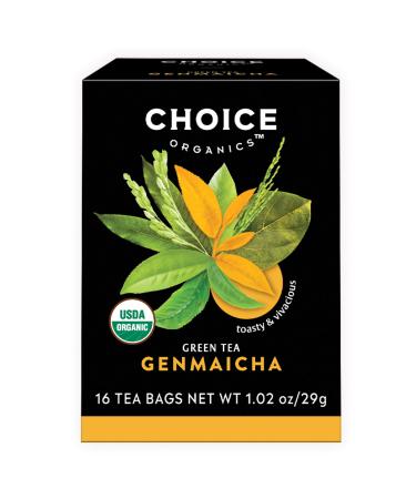 Choice Organics - Organic Genmaicha Tea (1 Pack) - Green Tea with Toasted Brown Rice - Compostable - 16 Organic Green Tea Bags 16 Count