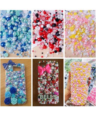 Shop Astaron 50g Mix Half Pearls & Glitter Stones - 3mm-10mm Flatback Rhinestones for Face Nail & DIY Crafts - Pink Yellow Series - Buy Online on GoSupps.com