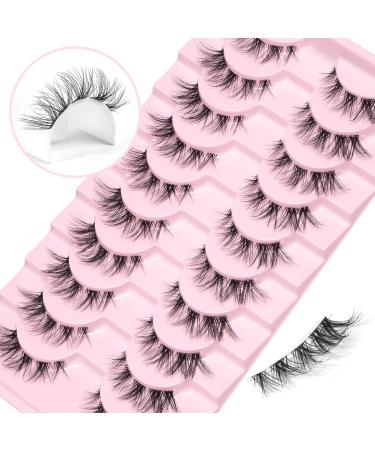 MAGEFY False Eyelashes 10 Pairs Natural Look Cat Eye Lashes Russian Strip Lashes D Curl Fluffy Wispy Faux Mink Lashes Reusable Fake Eyelashes Clear Clouds - Buy Online on GoSupps.com