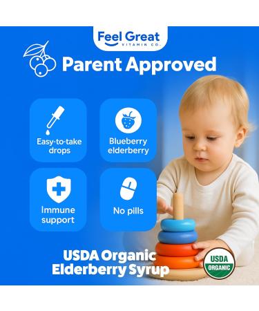 Elderberry for Kids Liquid Drops with Vitamin C & Zinc - 2oz - Children and Toddler Immune Support Supplement USDA Organic Sambucus Elderberry Extract Ages 1-13 Years - Made in USA - 2 fl oz Kids Elderberry Immune Support -  - Buy Online on GoSupps.com