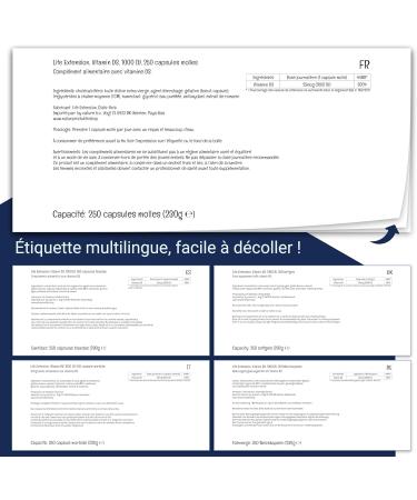 Life Extension Vitamine D3 1000 IU (25mcg) 250 Capsules molles Sans Gluten Sans Soja Sans OGM - Buy Online on GoSupps.com