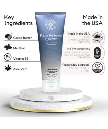 L'EUDINE Blue Reliever Cream - Joint & Muscle Therapy with Cocoa Butter & Menthol - 4 Fl Oz - Buy Online on GoSupps.com