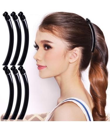 RC ROCHE ORNAMENT 6 Pcs Womens Thin Banana Ponytail Maker Holder Cute Secure Grip Hair No Slip Girls Ladies Beauty Fashion Accessory Clamp Clasp Clip Medium Black Medium (Pack of 6) Black