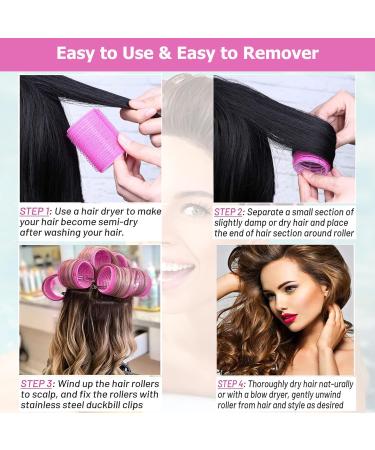 Gneufvie Locken Wrap Set - 24 Heatless Curlers & Clips for Long/Short Hair | Large Self-Adhering Hair Rollers & Stainless Steel Duck Bill Clips - Buy Online on GoSupps.com