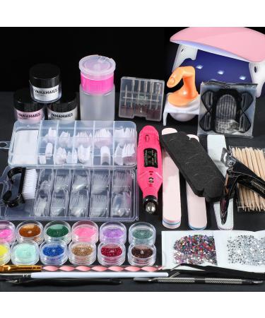 Acrylic Nail Kit with Everything for Beginner: Professional Nail Kit Acrylic Set Acrylic Powder and Glitter Kits with Drill and U V Light Starter Kit Gift for Women Professional Acrylic Nail Kit